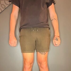 Men's Abercrombie & Fitch Olive Green Linen Shorts